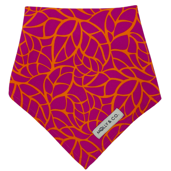 Magenta Leaves - Reversible Dog Bandana