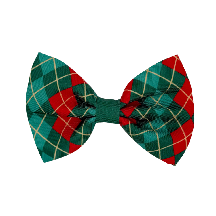 Evergreen Argyle - Dog Bowtie