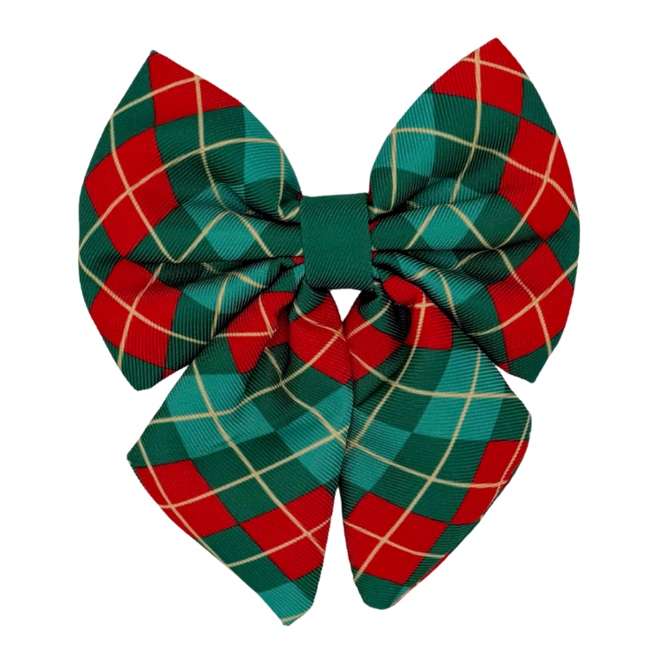 Evergreen Argyle - Dog Sailor Bowtie