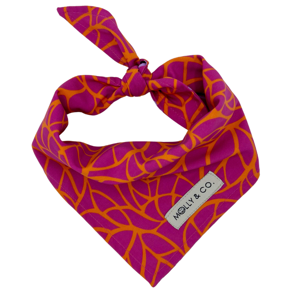 Magenta Leaves - Reversible Dog Bandana