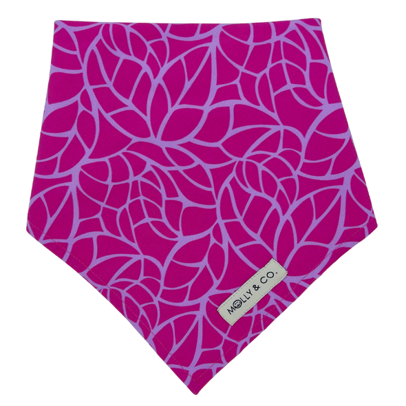 Magenta Leaves - Reversible Dog Bandana